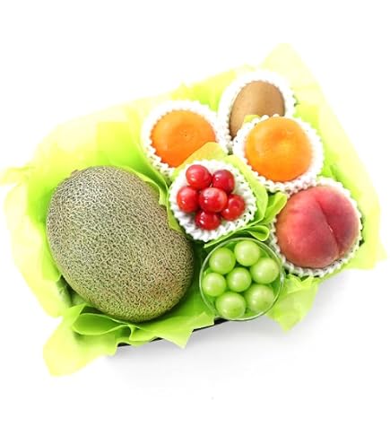 Amazon.co.jp: 食の宝石箱 果物バスケット 5～6品入り 青色ラッピング